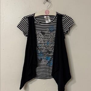 Knitworks Black and White Striped Kids Top Y2K